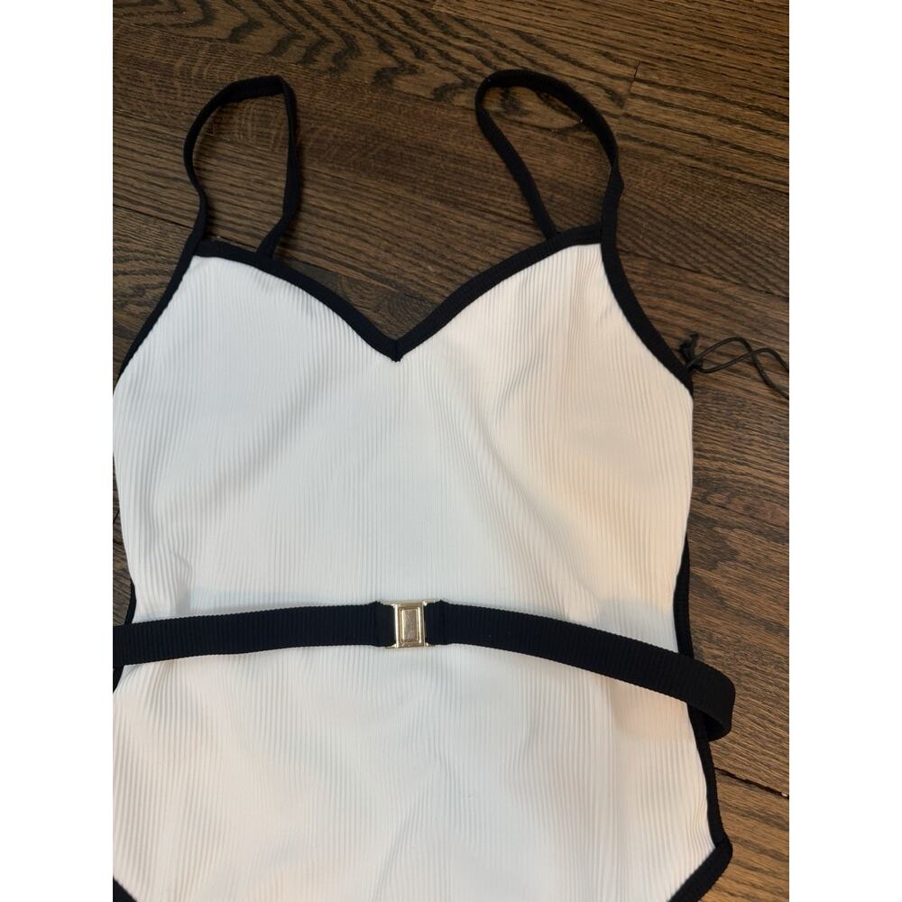 Arakii official Hanna schonberg RETRO SWIMSUIT White Black Belted Sz XS NWT - Picture 12 of 16